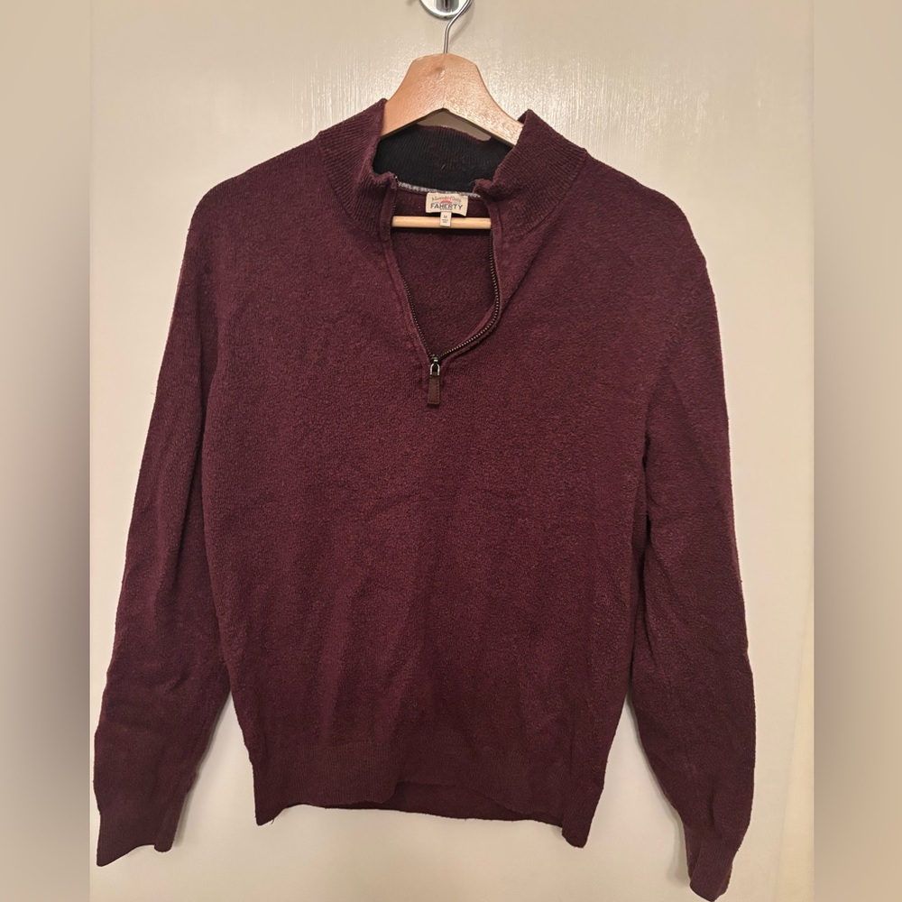 Faherty Men's Zip Up Sweater in Deep Burgundy